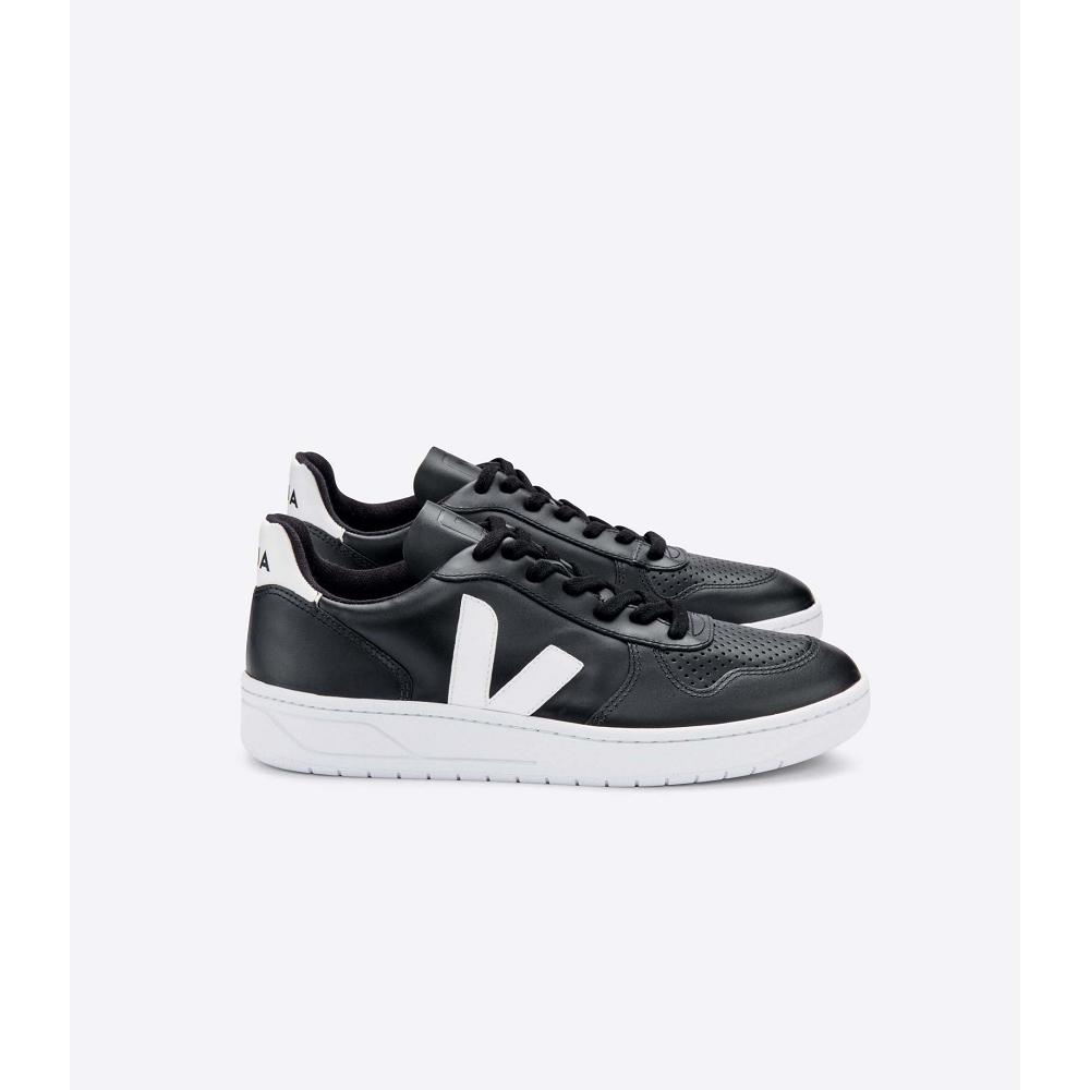 Veja V-10 LEATHER SOLE Tenisky Panske Black/White | SK 321RVD